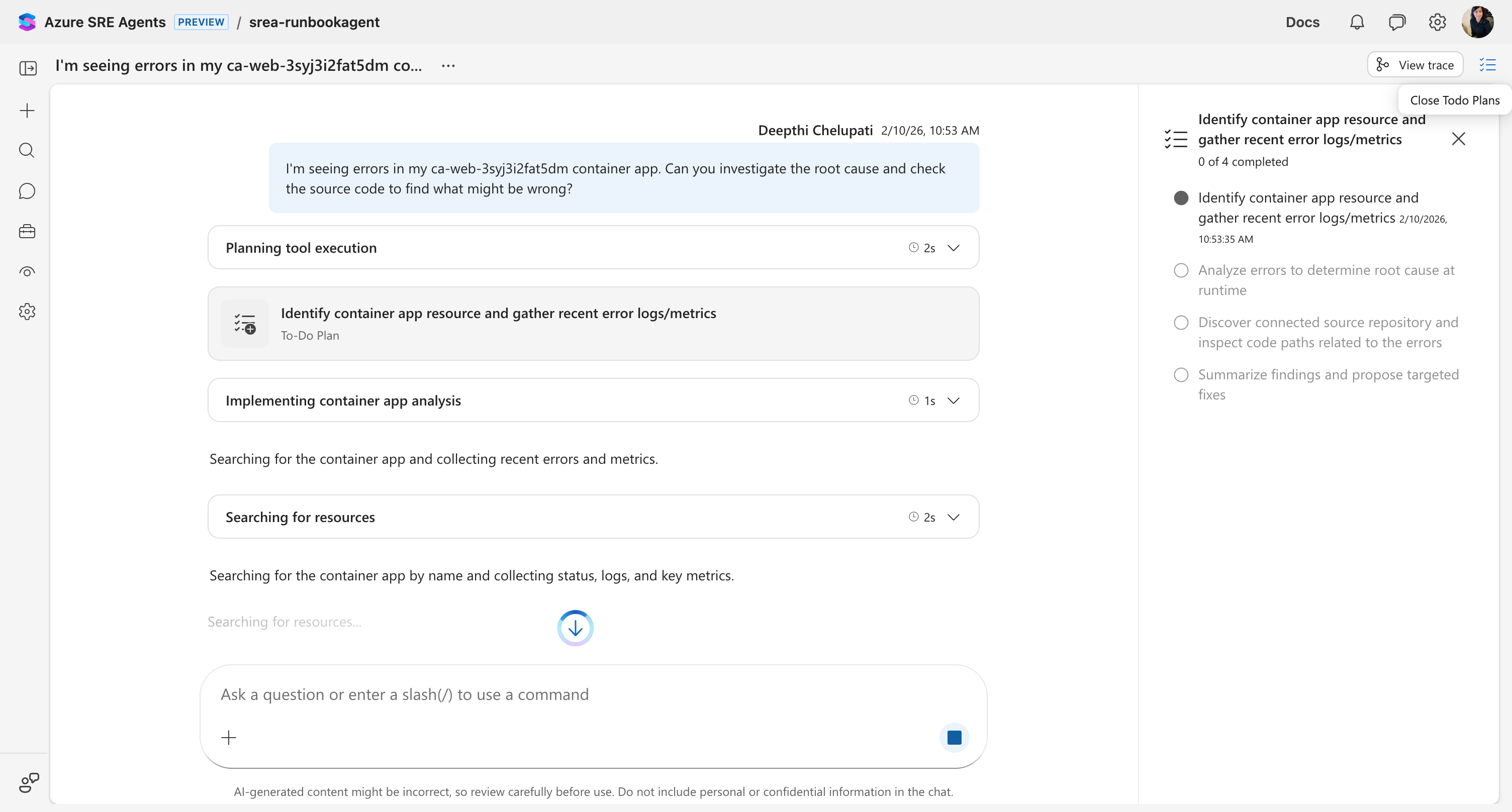 Agent To-Do Plan for code investigation