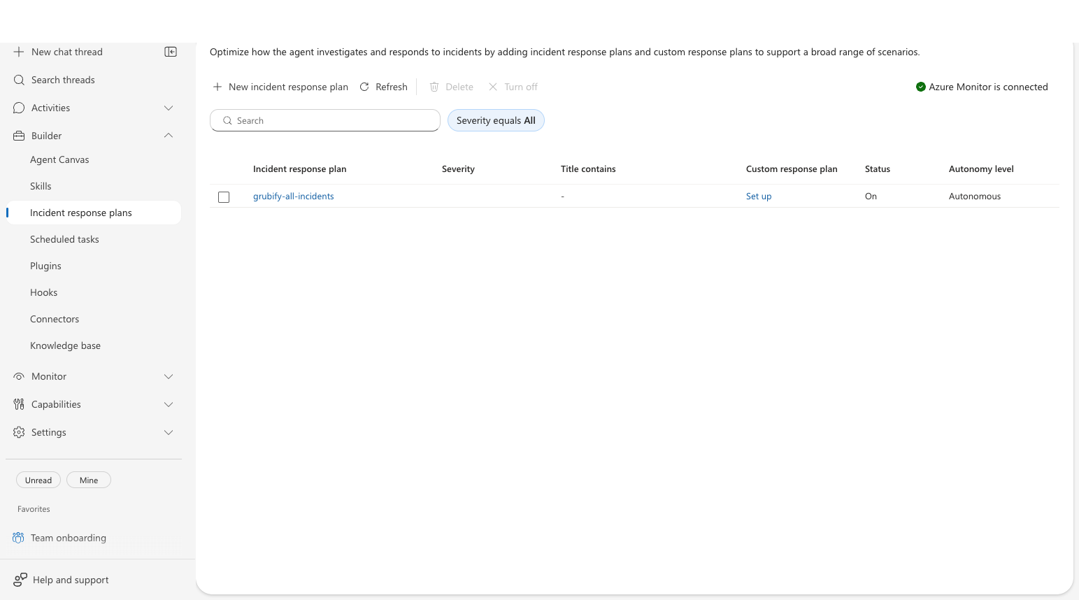 Azure Monitor connected with green checkmark status