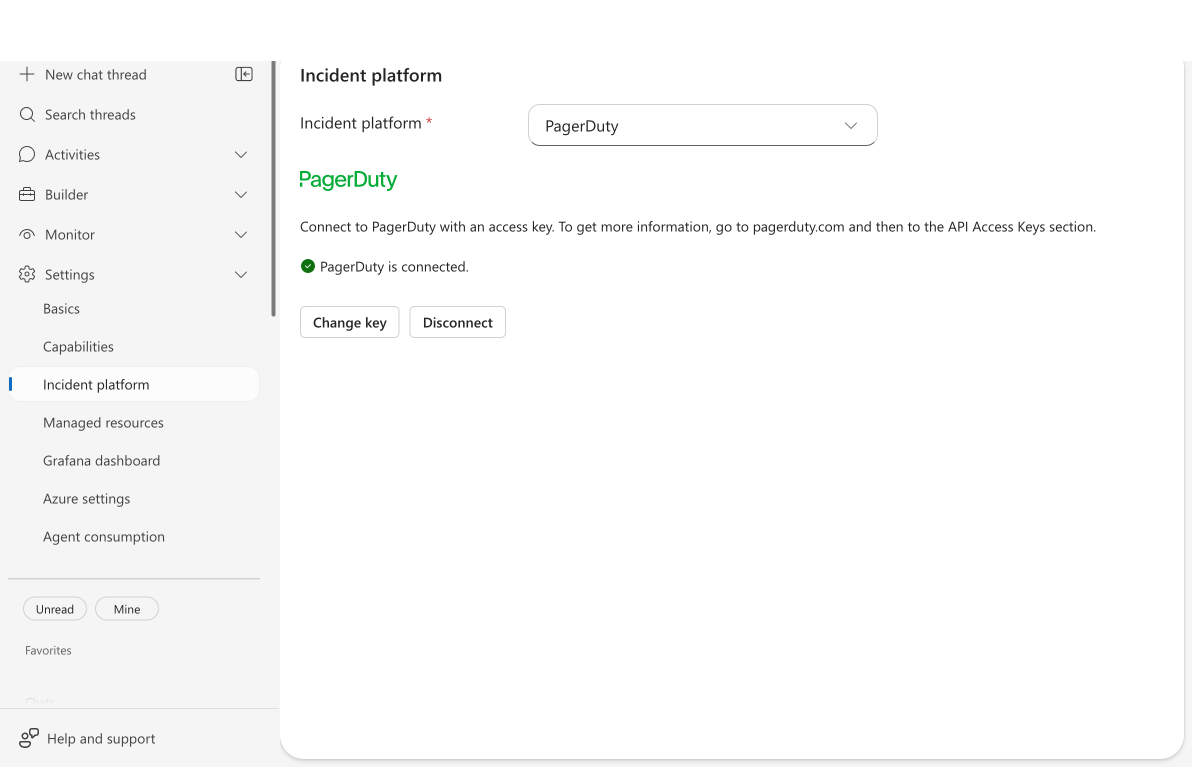 Builder sidebar expanded showing the Incident platform option selected